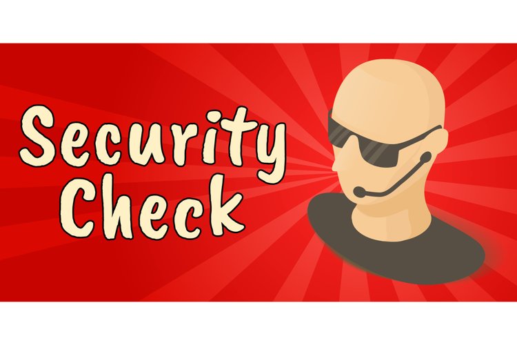 Security sheck concept banner, comics isometric style