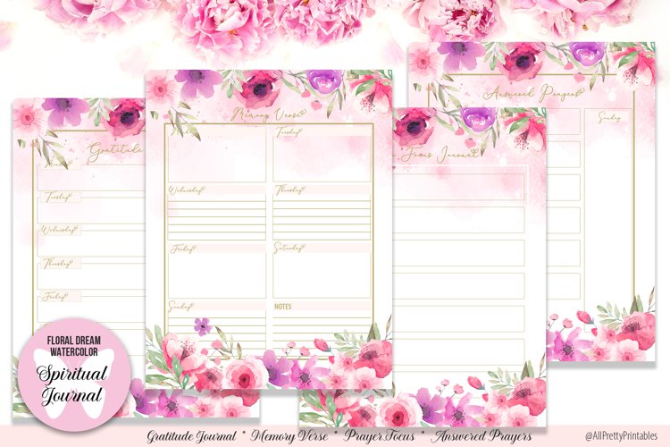 Floral Dream Watercolor Spiritual Journal Printable Planner example image 1