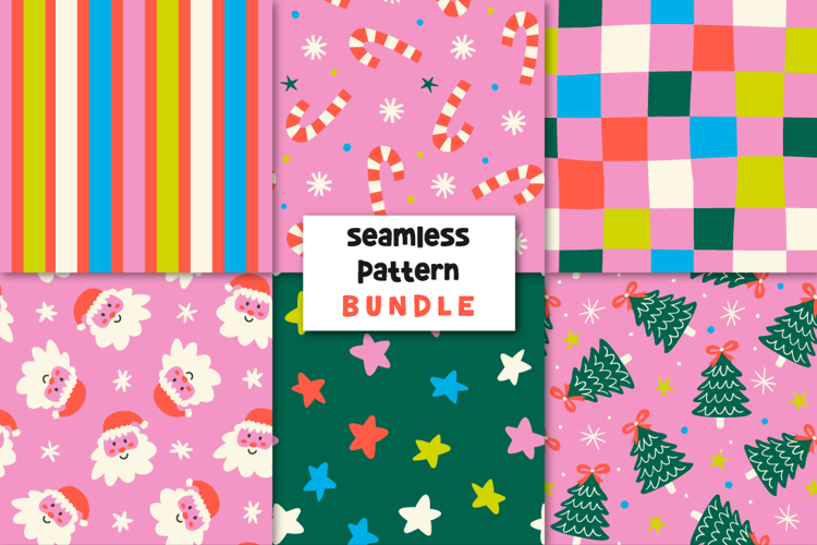 Christmas Pattern Christmas Digital Papers Santa.