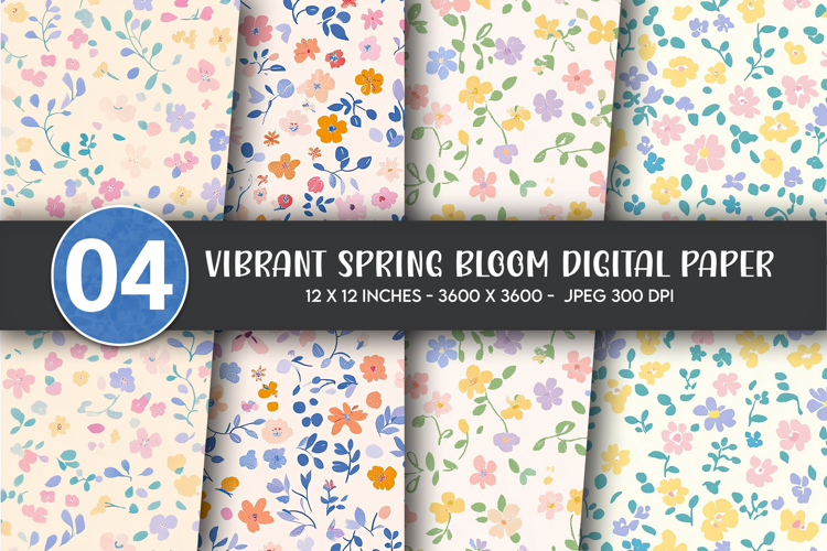 Vibrant Spring Bloom Digital Paper example image 1
