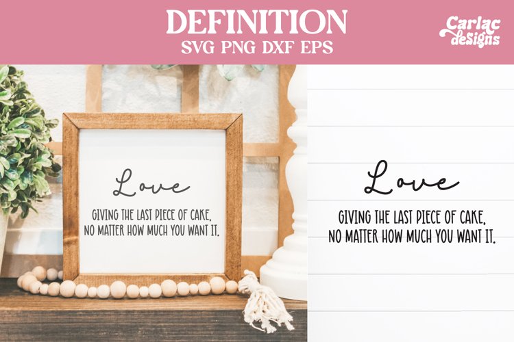 Love Definition SVG Cut File and Sublimation