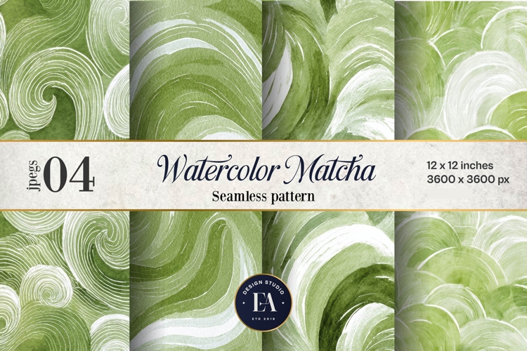 Watercolor Matcha Pattern, Green Wash Texture
