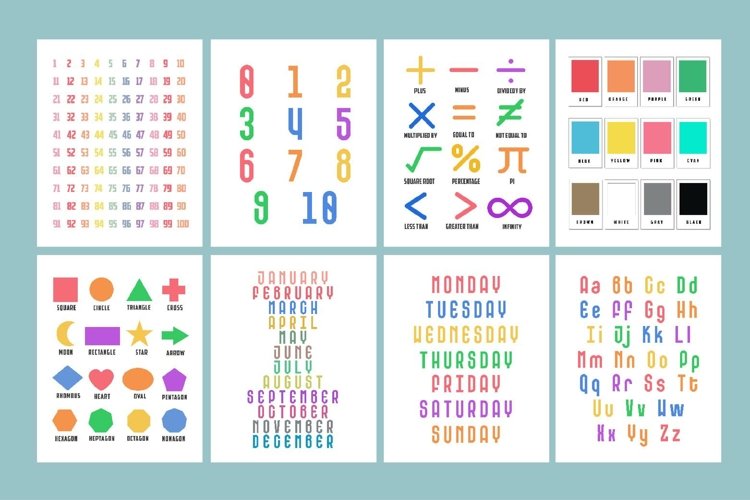 8 Sets Educational Prints JPEG
