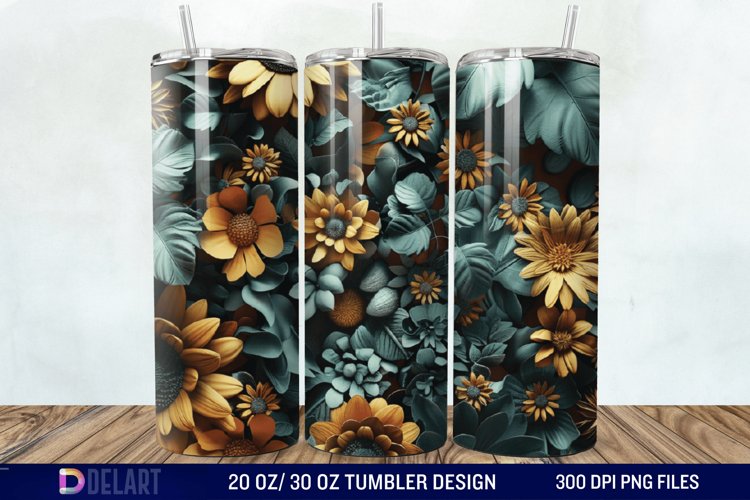 3d Sunflower floral Tumbler Wrap example image 1