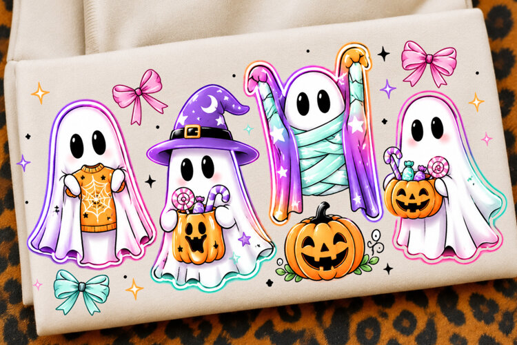 Cute Coquette Halloween Ghosts Sublimation Files example image 1