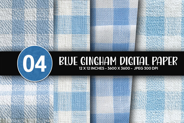Blue Gingham Digital Paper example image 1