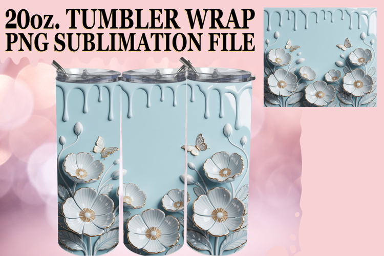 Timeless charm 20oz tumbler wrap, 3D Flowers