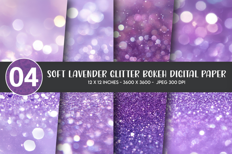 Soft Lavender Glitter Bokeh Digital Paper example image 1