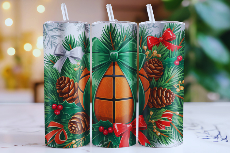 Merry Basketball Tumbler Wrap | Christmas Wrap