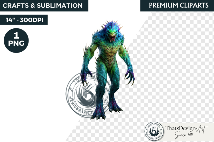 Halloween Acid Monster Clipart PNG Neon Fantasy Character