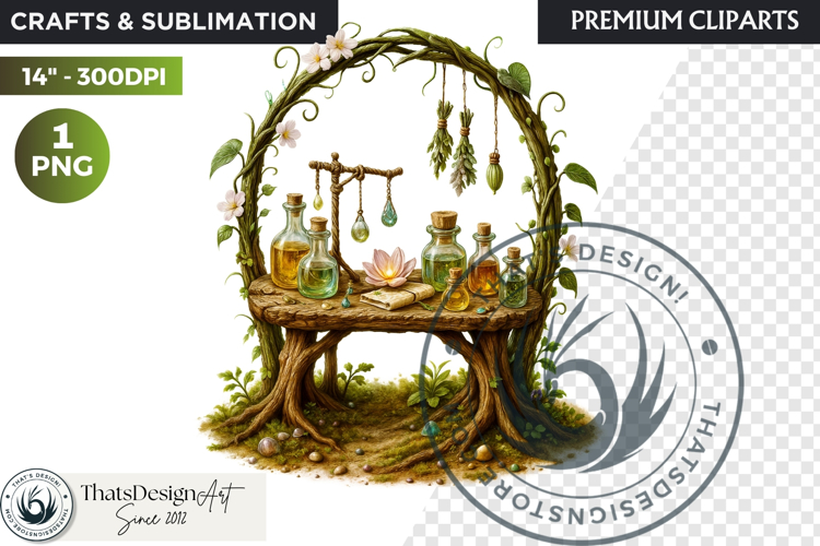 Fantasy clipart Magical Forest Village PNG for scrapbooking