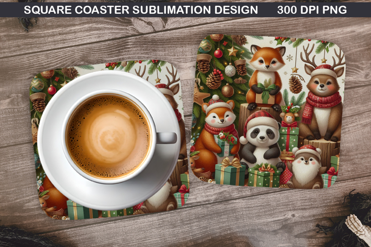 Christmas Coaster Sublimation, Christmas Coaster PNG Design