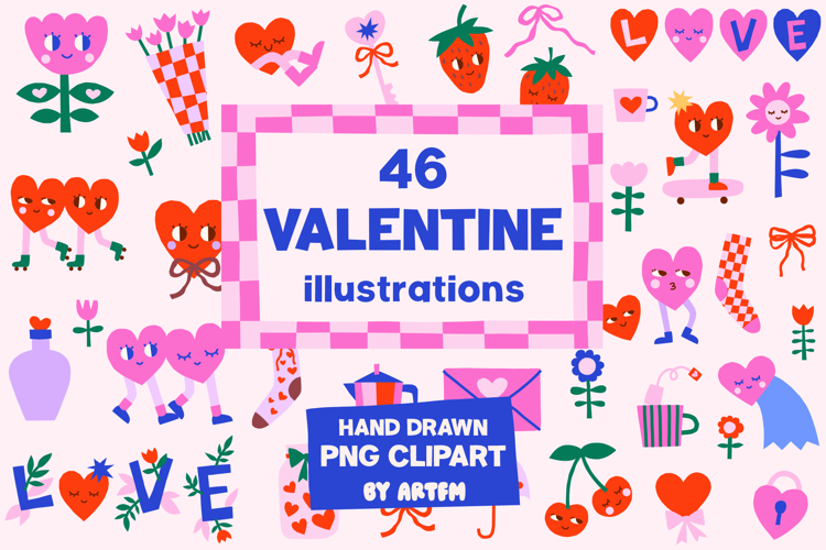 Cute Valentines Day PNG Clipart Bundle