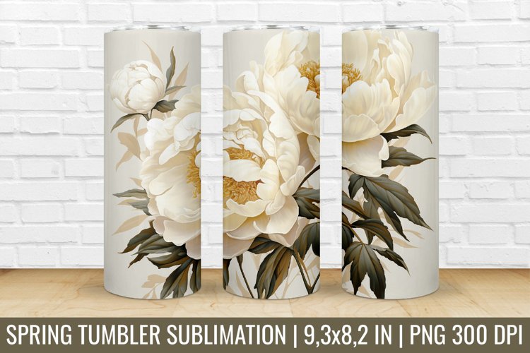 Peony Flower Tumbler Wrap | SpringTumbler Sublimation Design