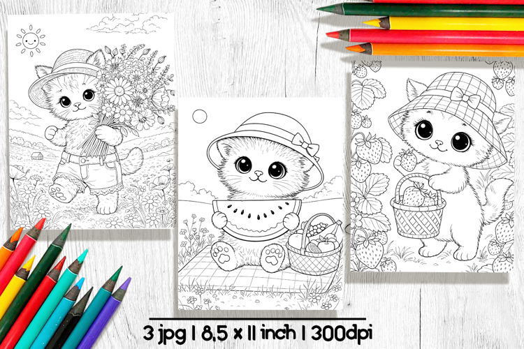 Summer Coloring Pages, Cat coloring page
