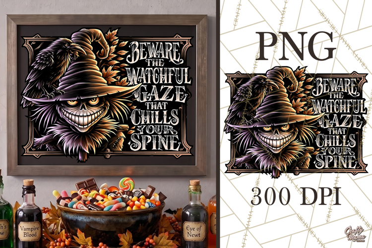 Scarecrow Halloween PNG Sign Graphic Raven Sublimation Art