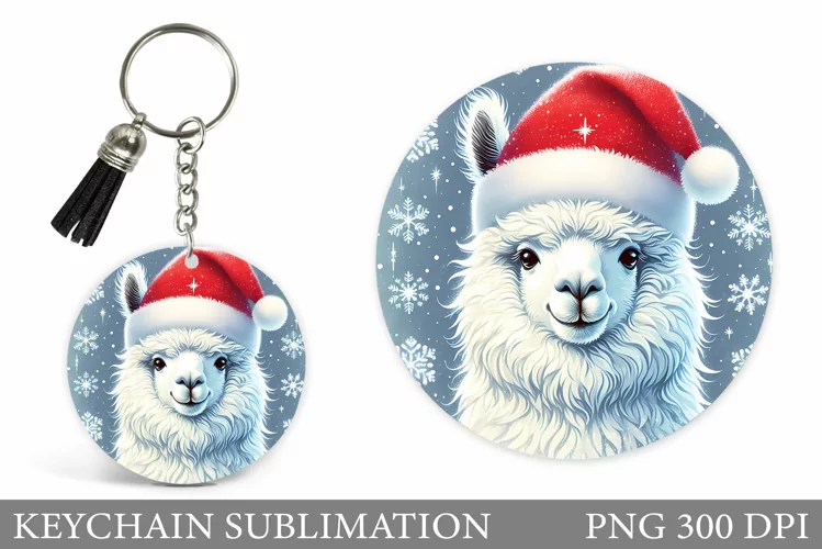 Christmas Lama Keychain. Cute Lama Keychain Design
