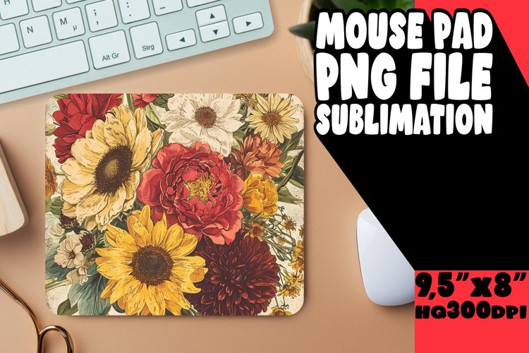 Retro Springtime Blossom Mouse Pad example image 1