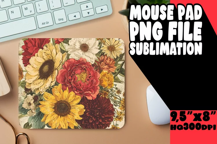 Retro Springtime Blossom Mouse Pad