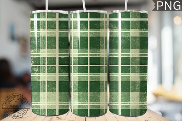 Green Plaid Tumbler Wrap - High Quality 300 Dpi