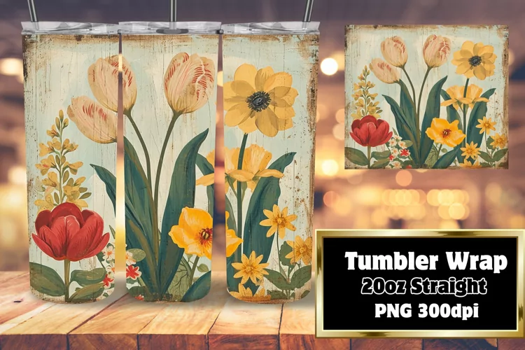 Timeless Vintage Flower Tumbler Wrap - 20oz