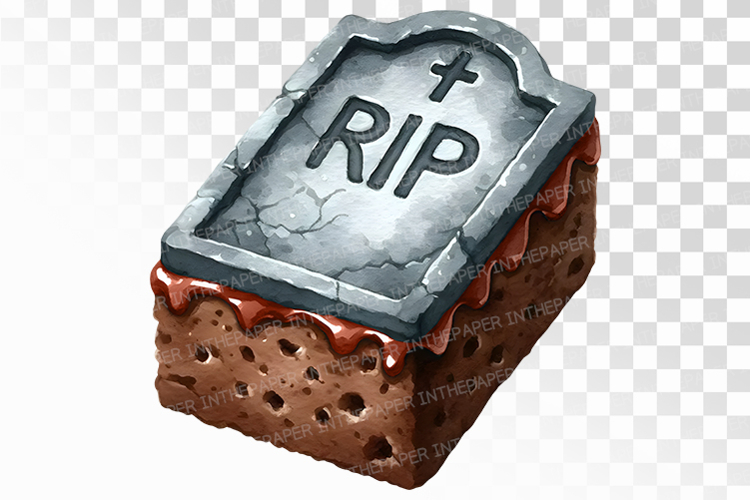 Tombstone Brownie Halloween Dessert PNG