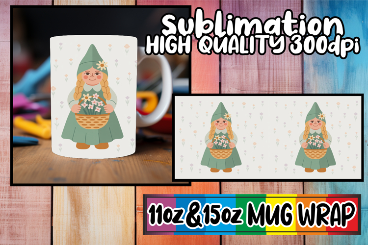 Heartfelt wishes 11oz 15oz mug wrap, Gnomes