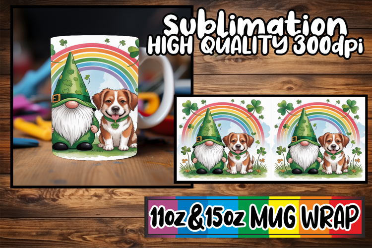 Playful mornings 11oz 15oz sublimation wrap, St Patricks