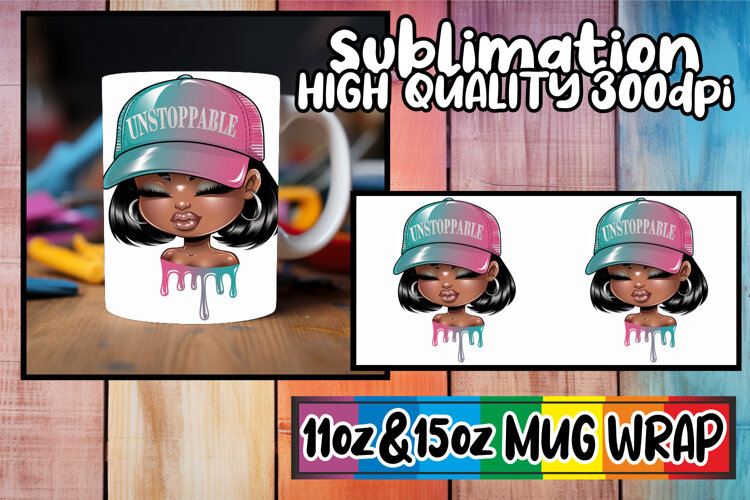 Blissful adventures 11oz 15oz sublimation wrap, Black Woman example image 1