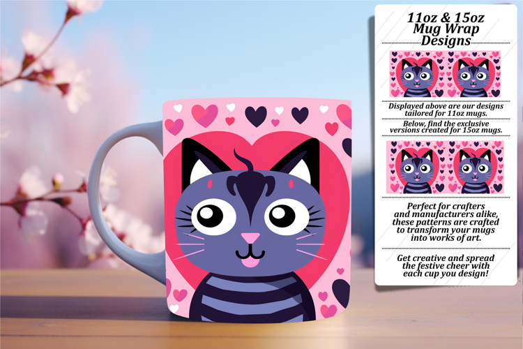 Creative 15oz Png Mug Wrap Template , Cute Cat