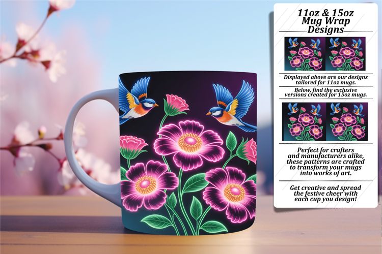 Radiant 15oz Mug Wrap Png Artwork , Birds