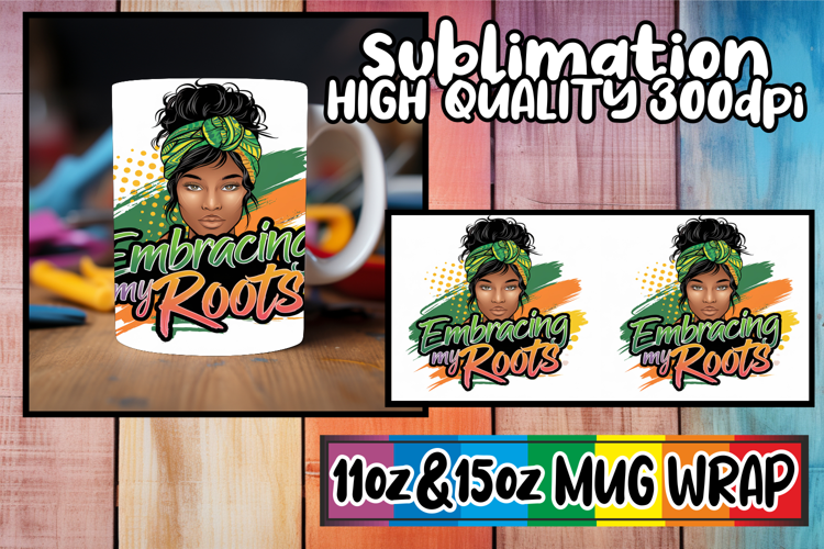 Beautiful sunsets sublimation mug wrap, Black Woman
