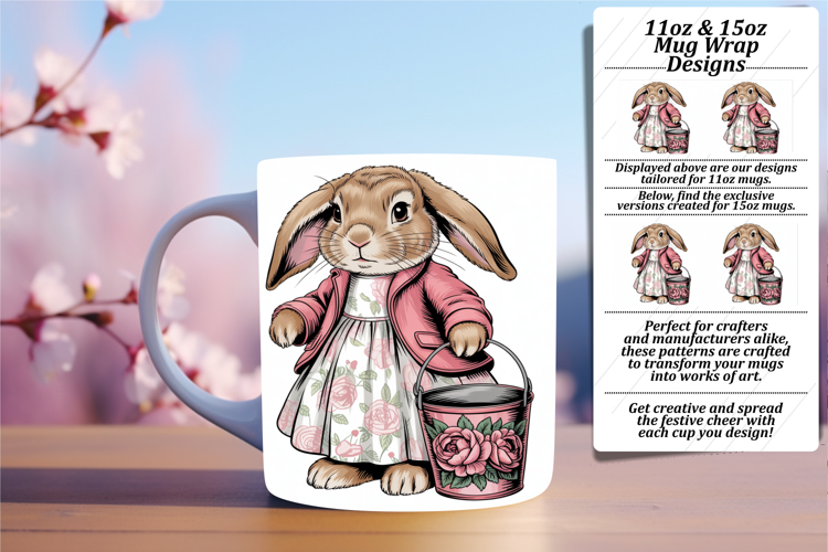 Delightful 15oz Mug Wrap Png Template , Easter Bunny