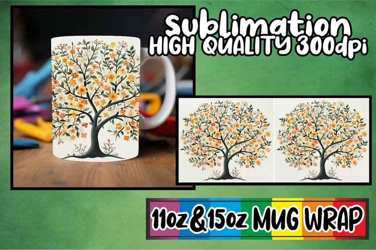 Spring Serenity Mug Wrap - Sublimation 11oz 15oz