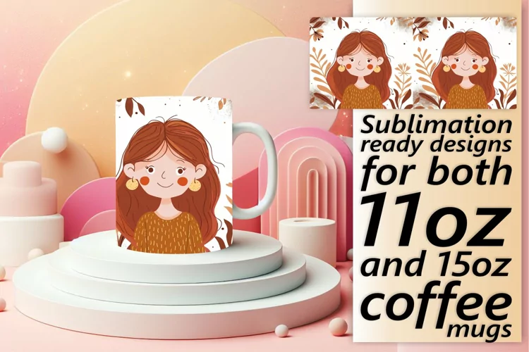 Elegant Women’s Portrait Mug Wrap Sublimation 11oz/15oz