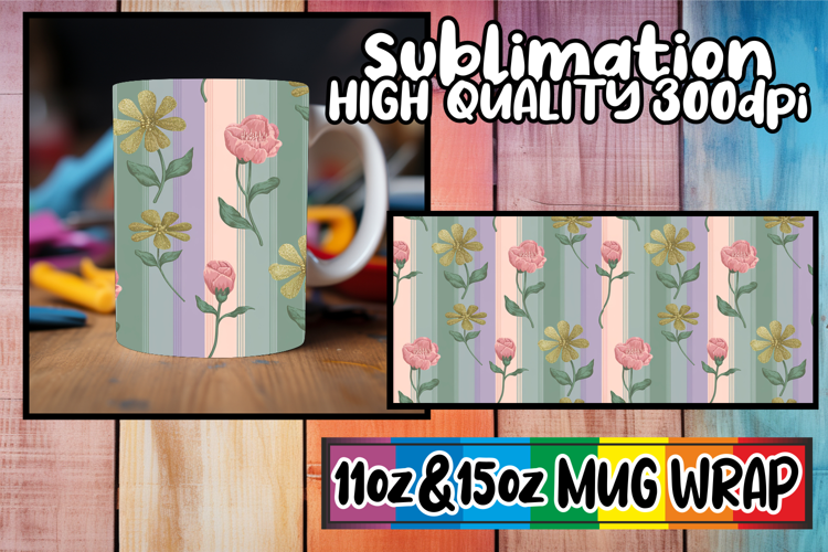 Uplifting days 11oz 15oz sublimation wrap, Gold Flower