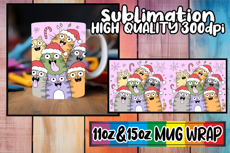 Joyful sunsets 11oz 15oz sublimation wrap, Funny Cat