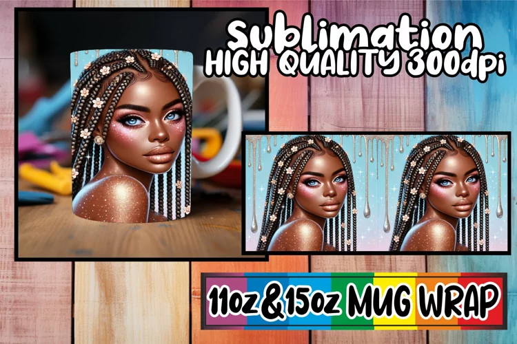 Blissful mornings 11oz 15oz sublimation wrap, Afro Girl