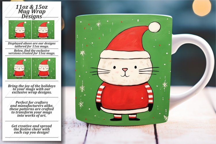 Santa-Themed Mug Wrap: 11oz   15oz