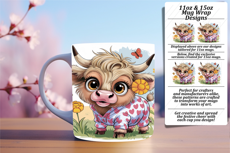 Stunning 15oz Png Mug Wrap Design , Cute Cow