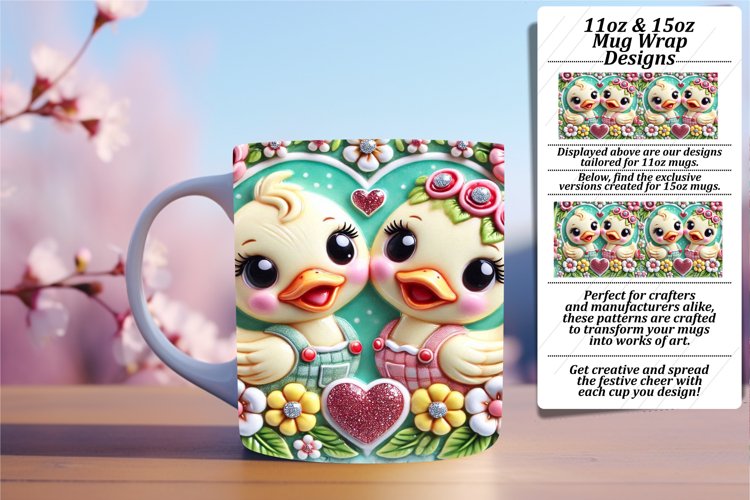 Elegant 15oz Mug Wrap Png Template , Sweet Animals