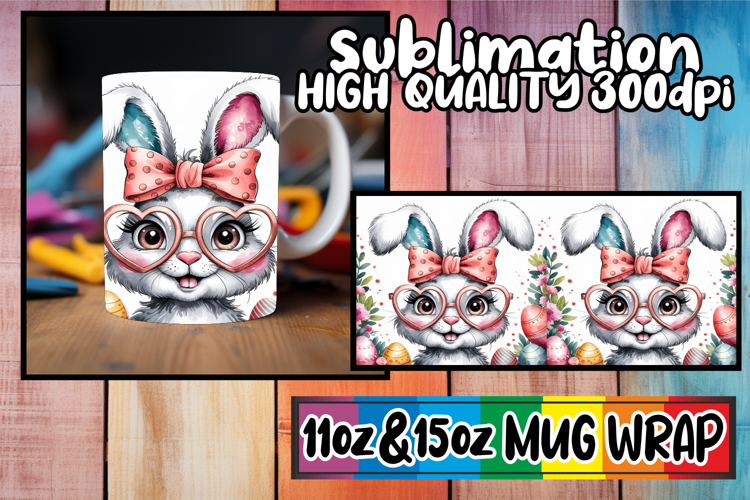 Happy journeys 11oz 15oz sublimation wrap, Easter Bunny