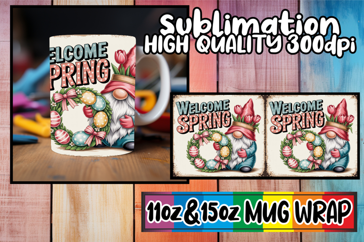 Cozy evenings 11oz 15oz sublimation wrap, Easter Gnomes