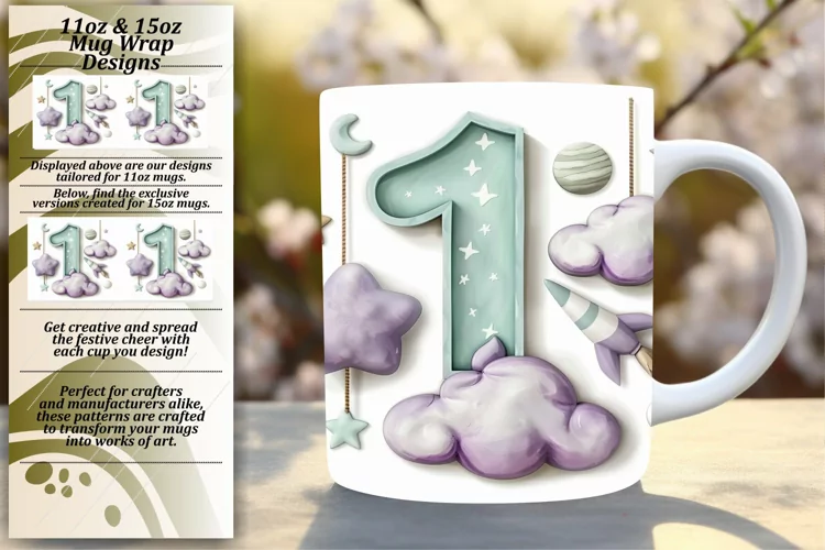 Watercolor Harmony: Sublimation Mug Wrap Art 11oz/15oz