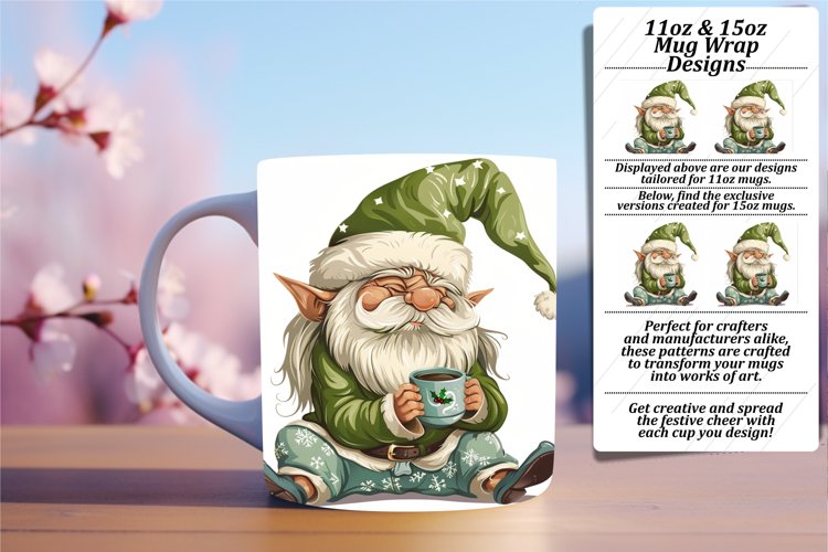 Christmas Gnome Holiday 11oz/15oz Mug Wrap Sublimation