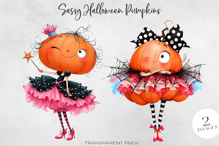 Sassy Halloween Pumpkin Clipart 2 PNGs