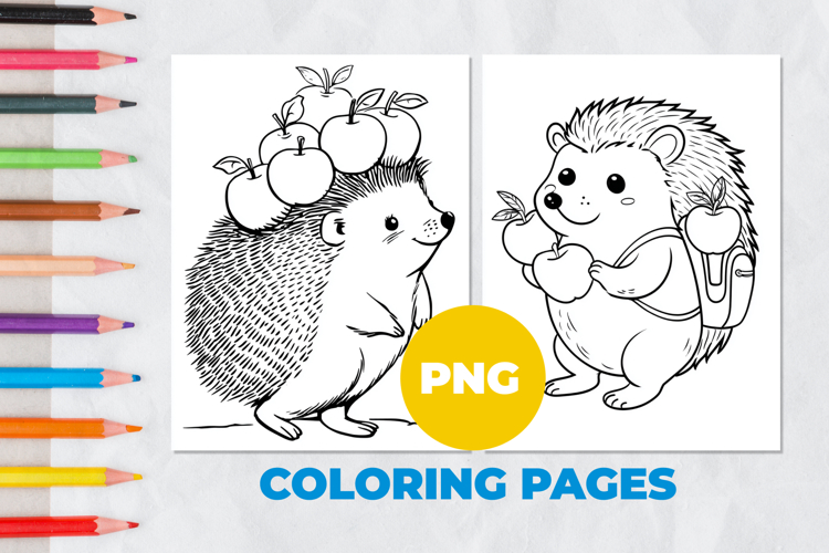 Hedgehog with apples Coloring Pages | Coloring book