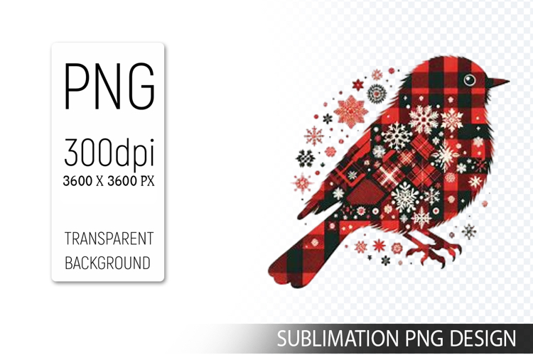 Cute Christmas bird , Animal Sublimation Clipart PNG