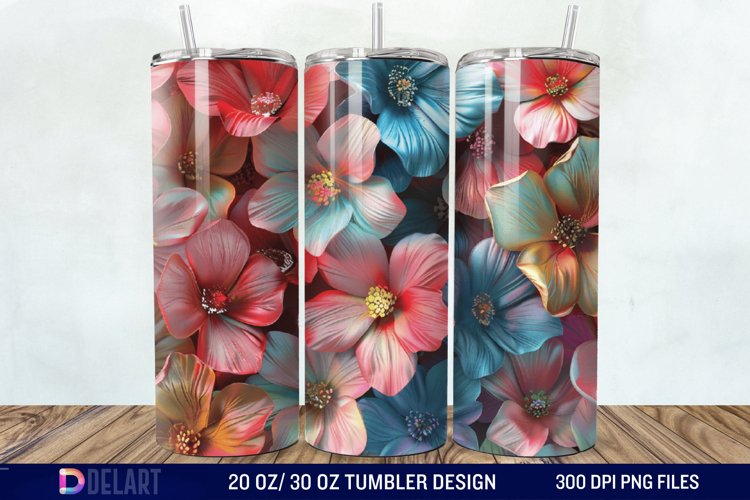 3D Painted Flower Tumbler Wrap example image 1