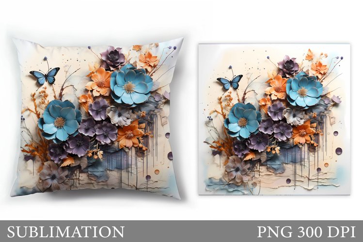 Flowers Sublimation. Flowers Pillow Sublimation example image 1